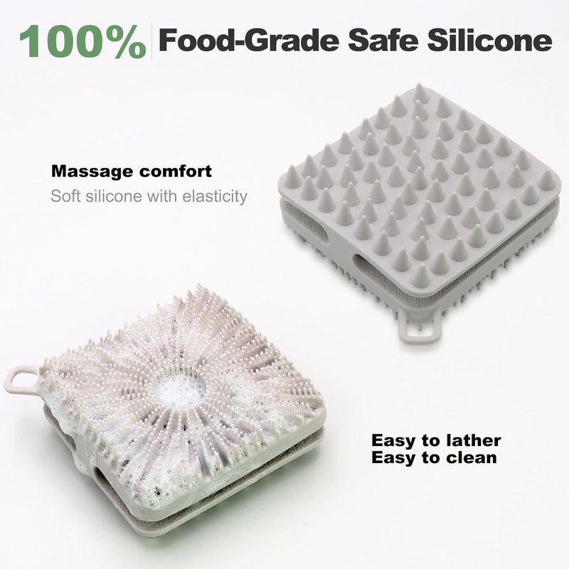 HAYSNA Silicone Body Scrubber, Loofah Double-Sided Body Brush, Shower Scrubber and Scalp Massager Shampoo Brush for Sensitive Kids Women Men All Kinds of Skin (Cool Gray) - Image 5